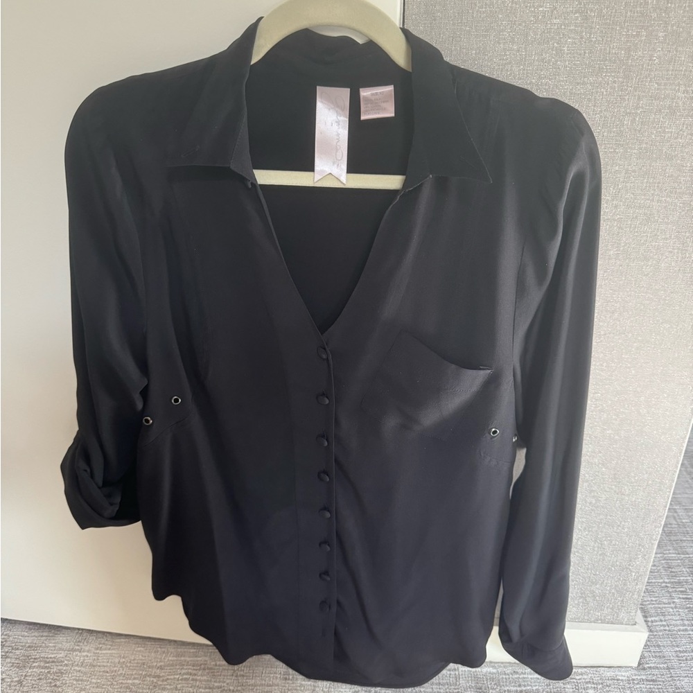 Gemma 100% black silk blouse. Size xs